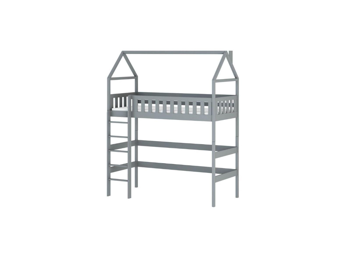 Cama Infantil FURNLUX Otylia (Gris, Madera Maciza - 98X198X227 Cm / 90X190 Cm)