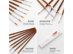 Juego De 7 Pinceles De Cerdas De Nailon Para Acrílico, Acuarela, Óleo Y Gouache - Materiales De Arte