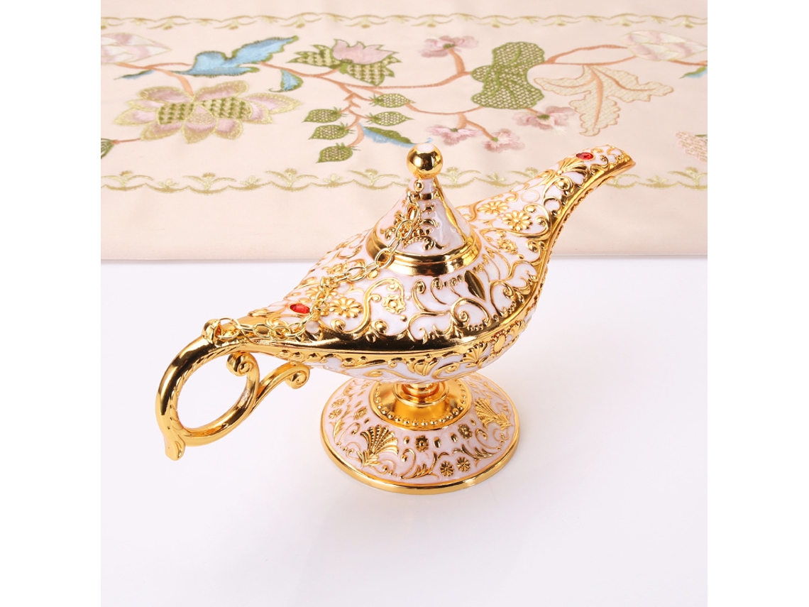 Lámpara De Aladino (blanca) De Peltre, Estilo Europeo Antiguo, Artesanal.
