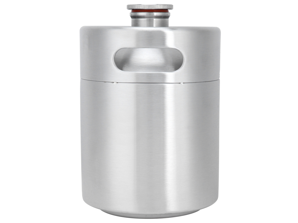 Mini barril de cerveza de acero inoxidable de 2 litros con tapa en espiral para elaboración casera.