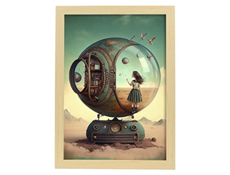 NACNIC Poster Biblioteca De Vidrio En Estilo Surrealismo Cinematográfico Ilustraciones Y Grabados De Historieta Abstracta Y Artística A3 Marcos Mad...