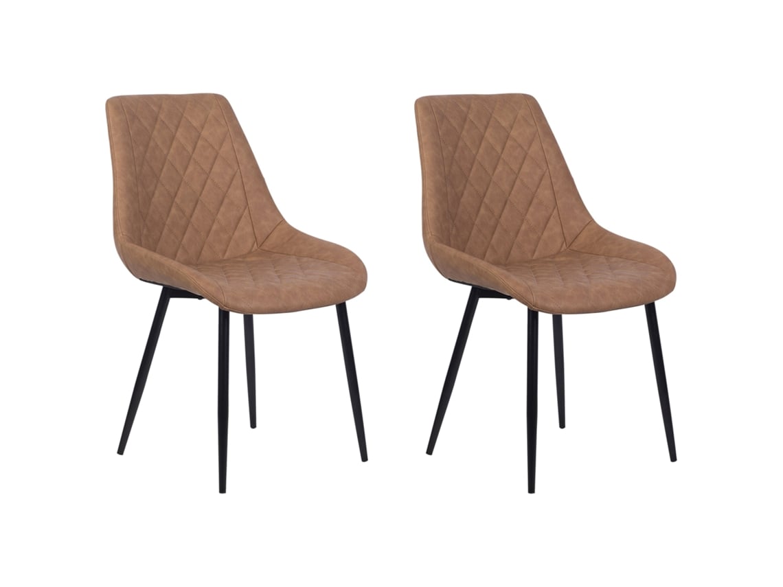 Conjunto de cadeiras de refeição BELIANI Maribel de Pele sintética Castanho 51x59x82