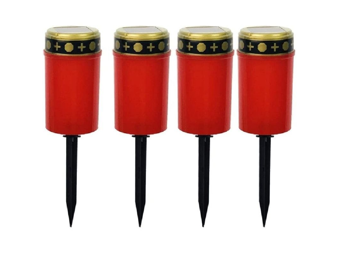 Luzes Solares Exteriores Decorativas Impermeáveis Velas Memoriais Vermelhas Para Jardim Pátio