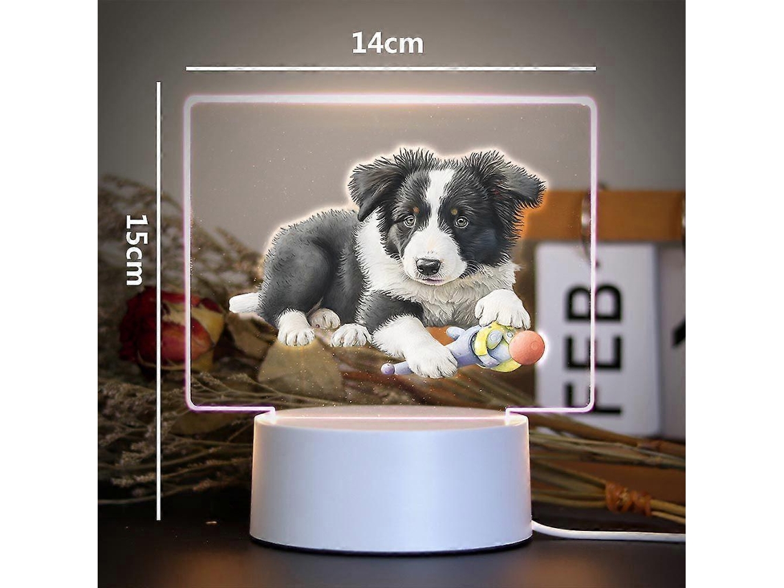 Lámpara de noche infantil recargable con diseño de Border Collie estilo manga/anime, ideal para la habitación de los niños. Rosewell