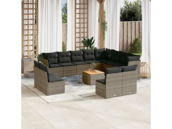 Conjunto de sofá de jardín de 13 piezas con cojines de mimbre gris DKD Home Decor