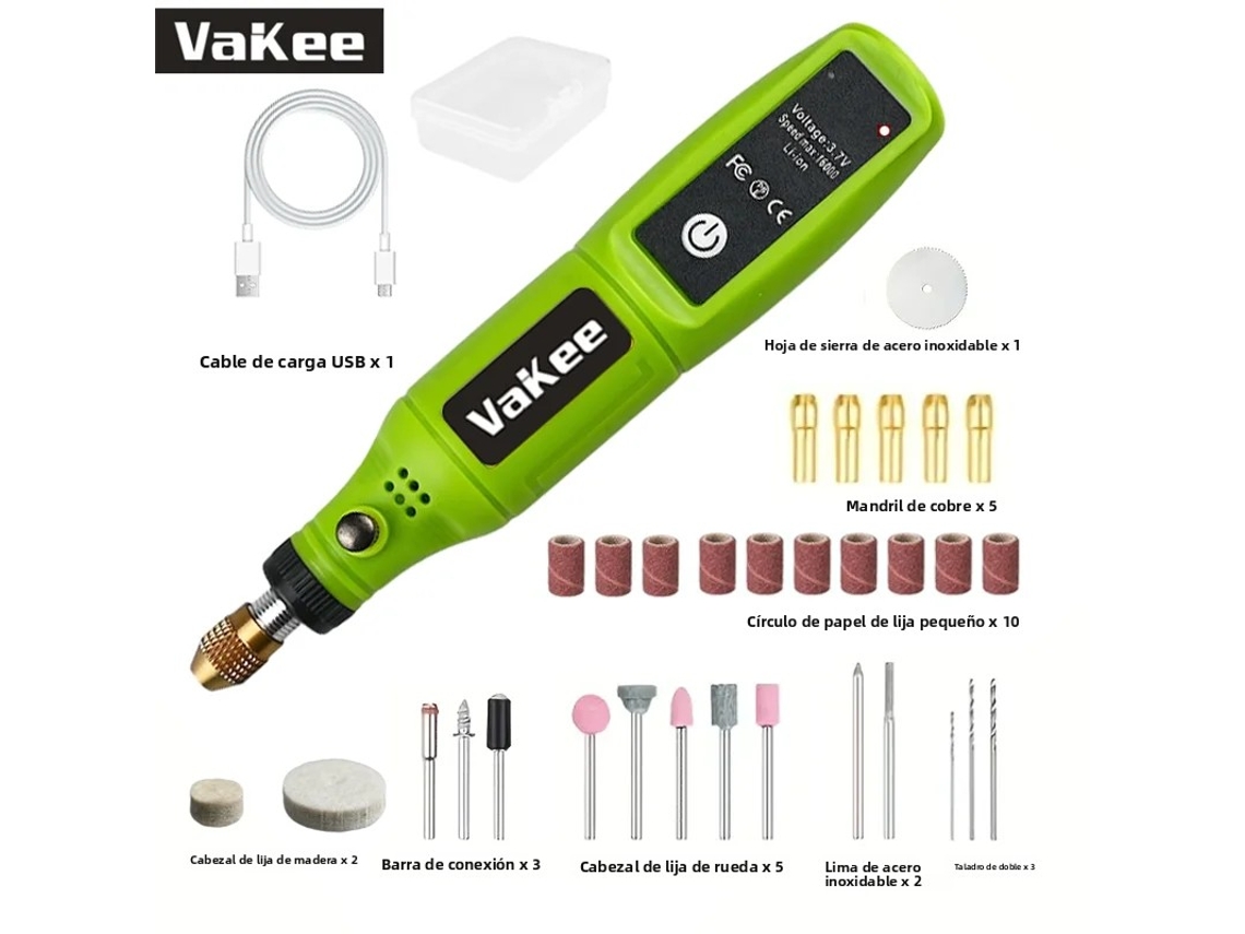 (Verde 2) Mini taladro recargable por USB, herramienta rotativa, mini pulidora