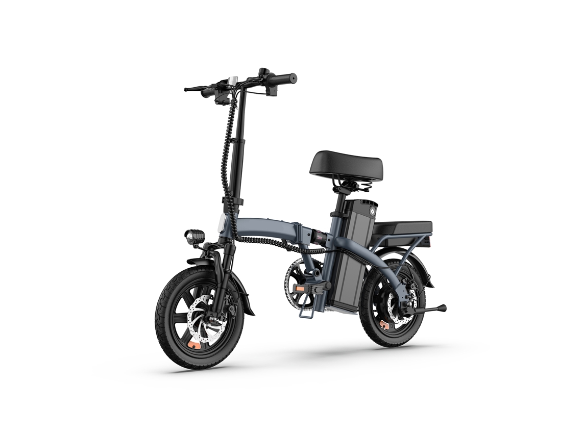 Bicicleta eléctrica plegable Urlife F1l de 14 pulgadas con motor de 250 W y batería de 48 VE y 7,5 Ah.