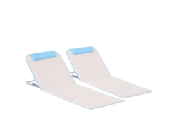 Juego 2 Esterillas Reclinables 5 Niveles, Bolsa Transporte, 134x48x43cm, Beige