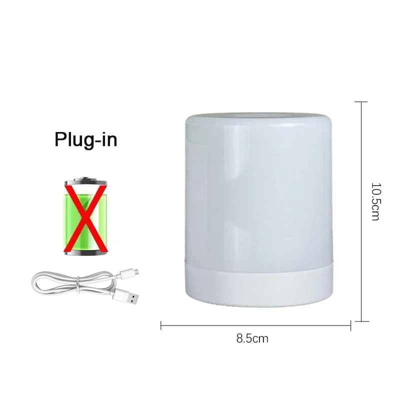 Lámpara de noche LED (enchufe A1, blanca) con brillo táctil ajustable, lámpara de escritorio LED