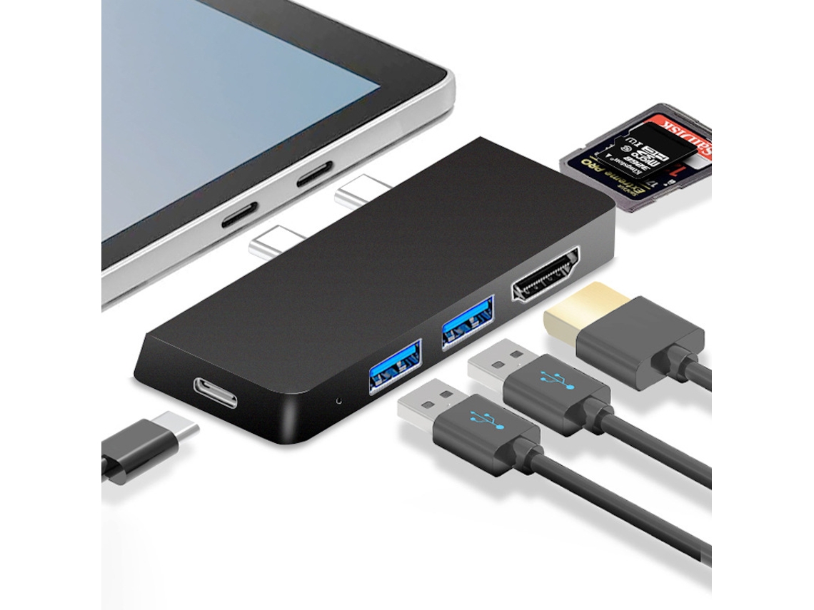 Estación de fondeo YIZHOOD USB C para Microsoft Surface Pro X 8 9 Type-C USB 3.0 HDMI TF SD negro