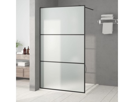vidaXL Mampara de ducha vidrio ESG esmerilado negro 115x195 cm