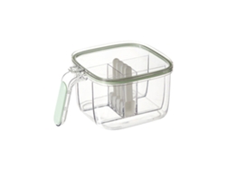 Especiero 4 En 1 Con Tapa Y Cucharas, Compartimentos Sellados Para Cocina, Verde Claro