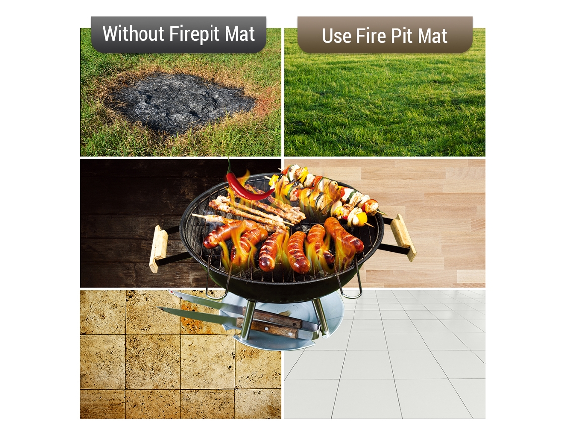 Alfombrilla antichispas para barbacoa y fogata, resistente al fuego para terraza, patio, camping, estufa de leña, parrilla de gas.