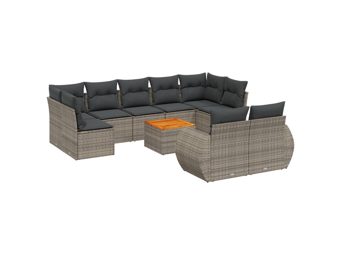 Maison Exclusive - Set De Sofás De Jardín 10 Pzas Con Cojines Ratán Sintético Gris