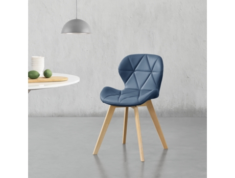 Juego de Sillas de Comedor [EN.CASA] Älmhult Azul (Cuero sintético, Haya - 81 x 57 x 49 cm)