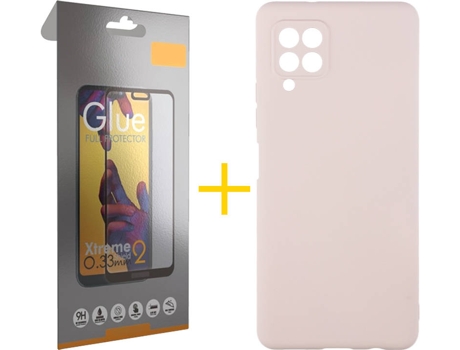 Kit Funda + Protector de Pantalla Samsung A12 5G SKYHE Cristal Templado 4171 Rosa