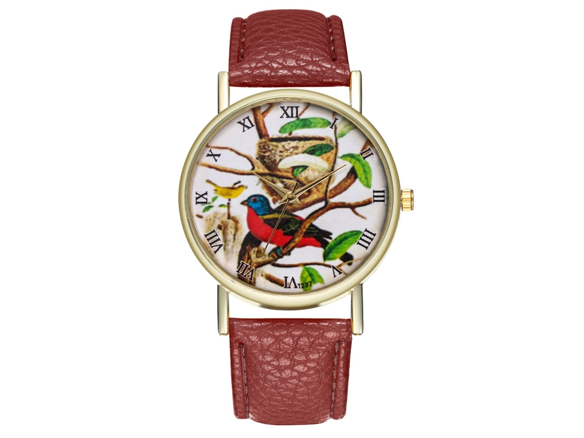 Reloj Casual De Moda Unisex Con Cuerda De Cuero Café De Mármol