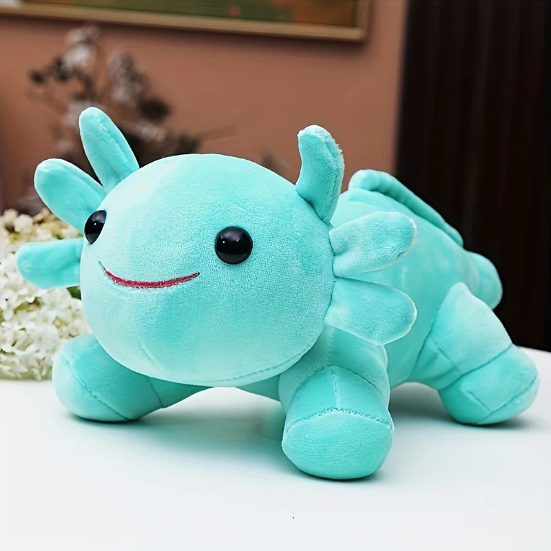 (Azul cielo, 30 cm) Peluche de ajolote mexicano de 30 cm, suave y esponjoso.