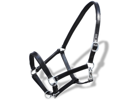 Ronzal/Cabestro de Cuero Negro Ajustable Para Caballo Percherón