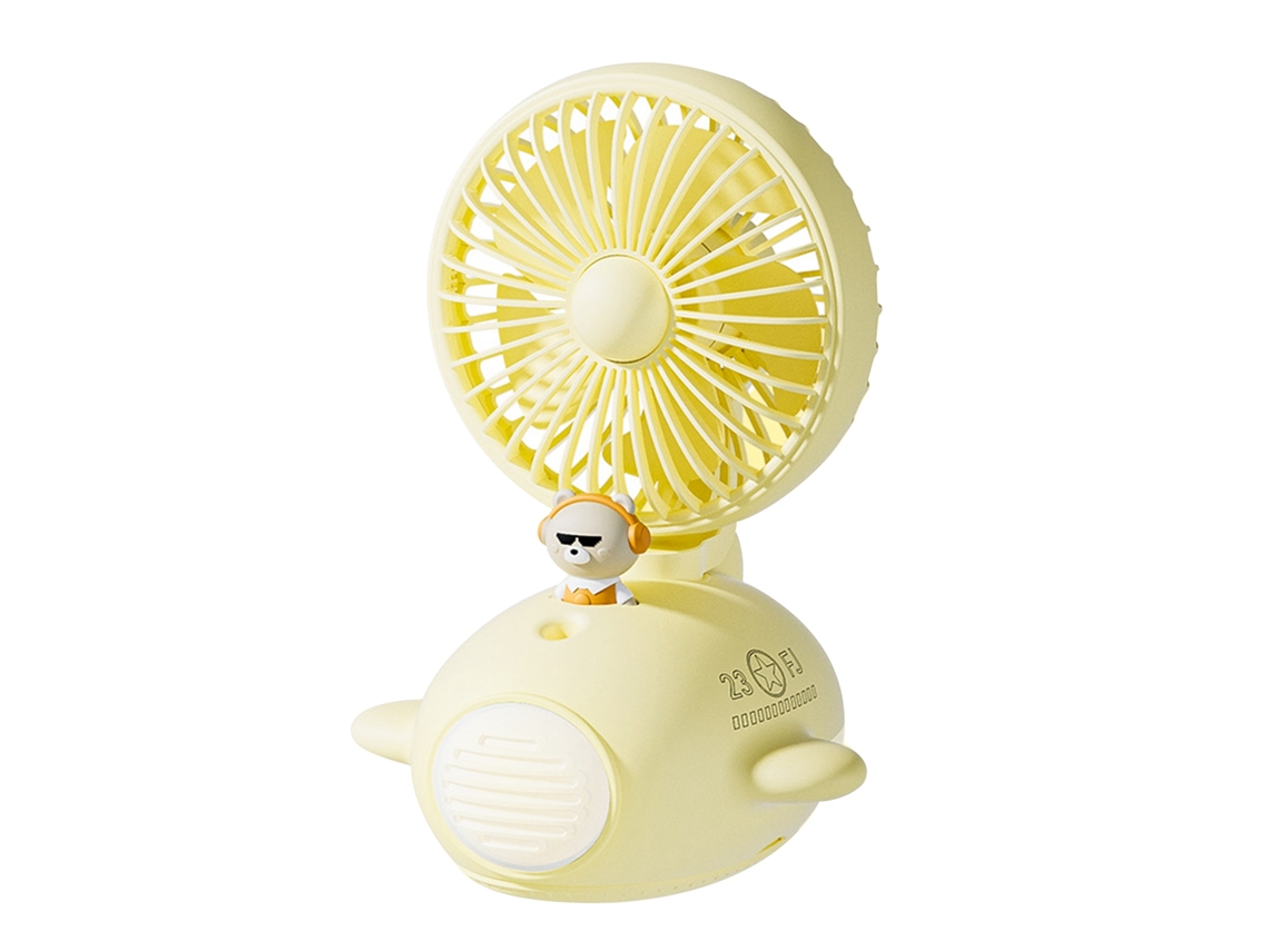 Ventilador Umidificador Fofo De Mesa Com Spray Usb Para Dormitório Escritório Estudante Amarelo