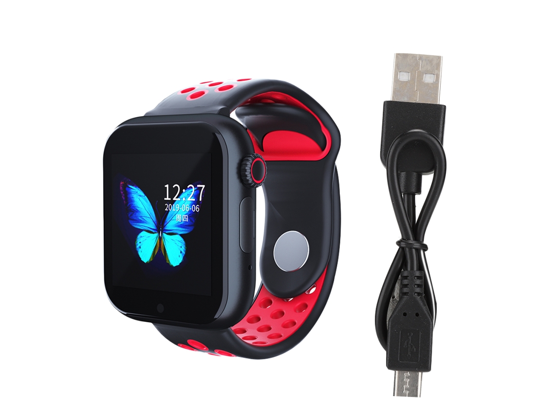 Reloj Inteligente (podómetro Deportivo, Monitor De Ritmo Cardíaco) Reloj Inteligente Z6s Con Tarjeta Sim Reloj Bluetooth Podómetro Deportivo Ritmo Cardíaco Negro Rojo
