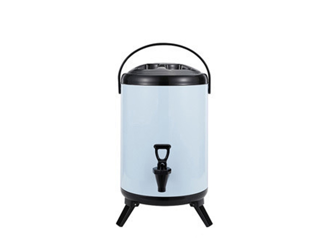 Dispensador De Bebidas Isolado De Acero Inoxidable 8l Con Grifo Para Té De Leche Frío Y Caliente Azul Claro