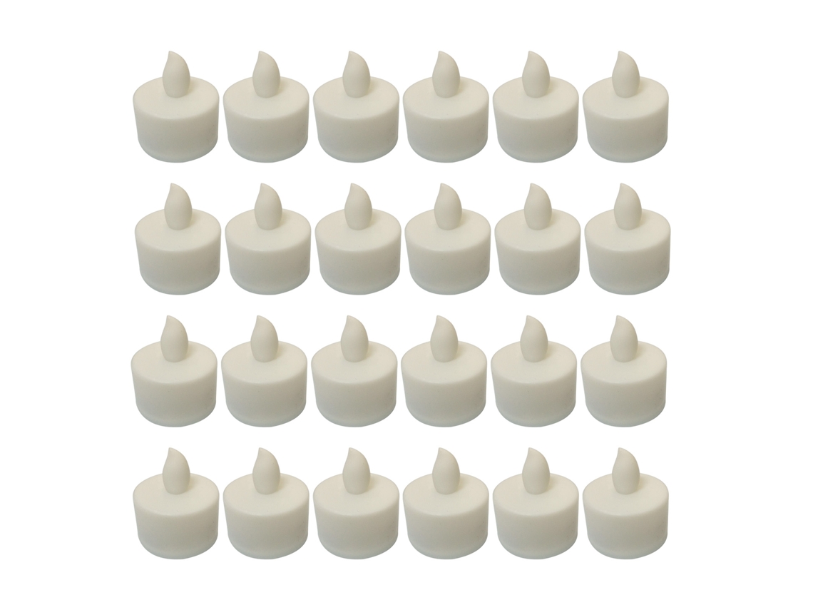 Baok-24 Velas LED eléctricas sin fuego para fiestas de cumpleaños, luz amarilla con capa blanca