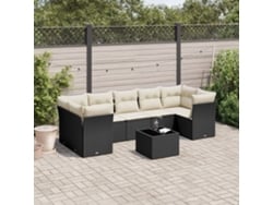 Conjunto de sofá de jardín de 8 piezas con cojines en mimbre sintético negro de DKD Home Decor