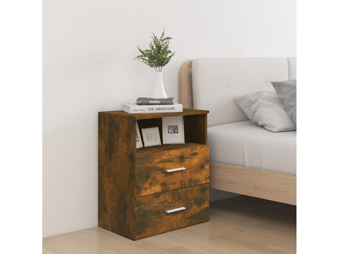 Juego de 2 mesitas de noche en color roble ahumado MAISON EXCLUSIVE (50x32x60 cm)