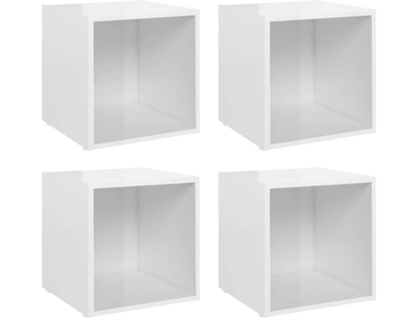 Conjunto 4 Mueble para la televisión VIDAXL Blanco Madera contrachapada (37x35x37 cm)