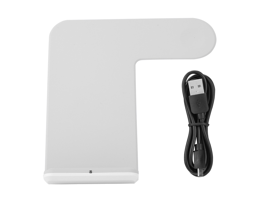 Cargador inalámbrico vertical 2 en 1 EOOCOO para teléfono y reloj (10 W de carga rápida)