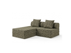 Sofá Modular 3 Lugares + Puff Convertible Tweed Verde Oliva