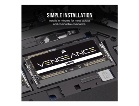 Memória RAM DDR5 CORSAIR Vengeance (1 x 16 GB - 4800 Mhz Sodimm - Negro)