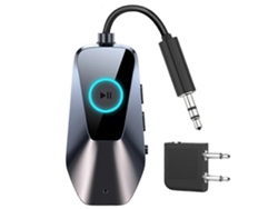 Transmisor/receptor Bluetooth 5.4 de GOKOCO con entrada de audio auxiliar y conector doble de 3,5 mm para TV y coche.