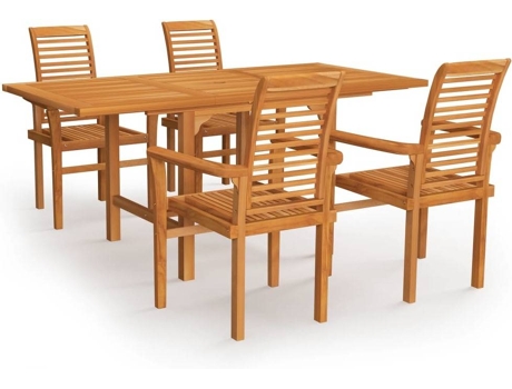 Conjunto 5 Conjunto de comedor de jardín VIDAXL madera maciza de teca