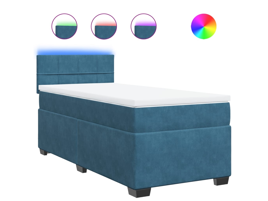Maison Exclusive - Cama Box Spring Con Colchón Terciopelo Azul 90x200 Cm