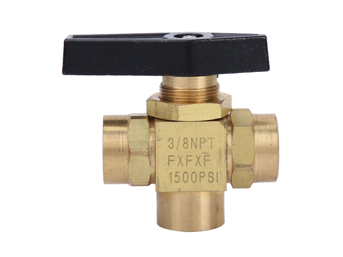 Válvula De Bola De Bronce 3 Vías 1500psi 3/8'' Fnpt Hembra Npt Para Alta Presión