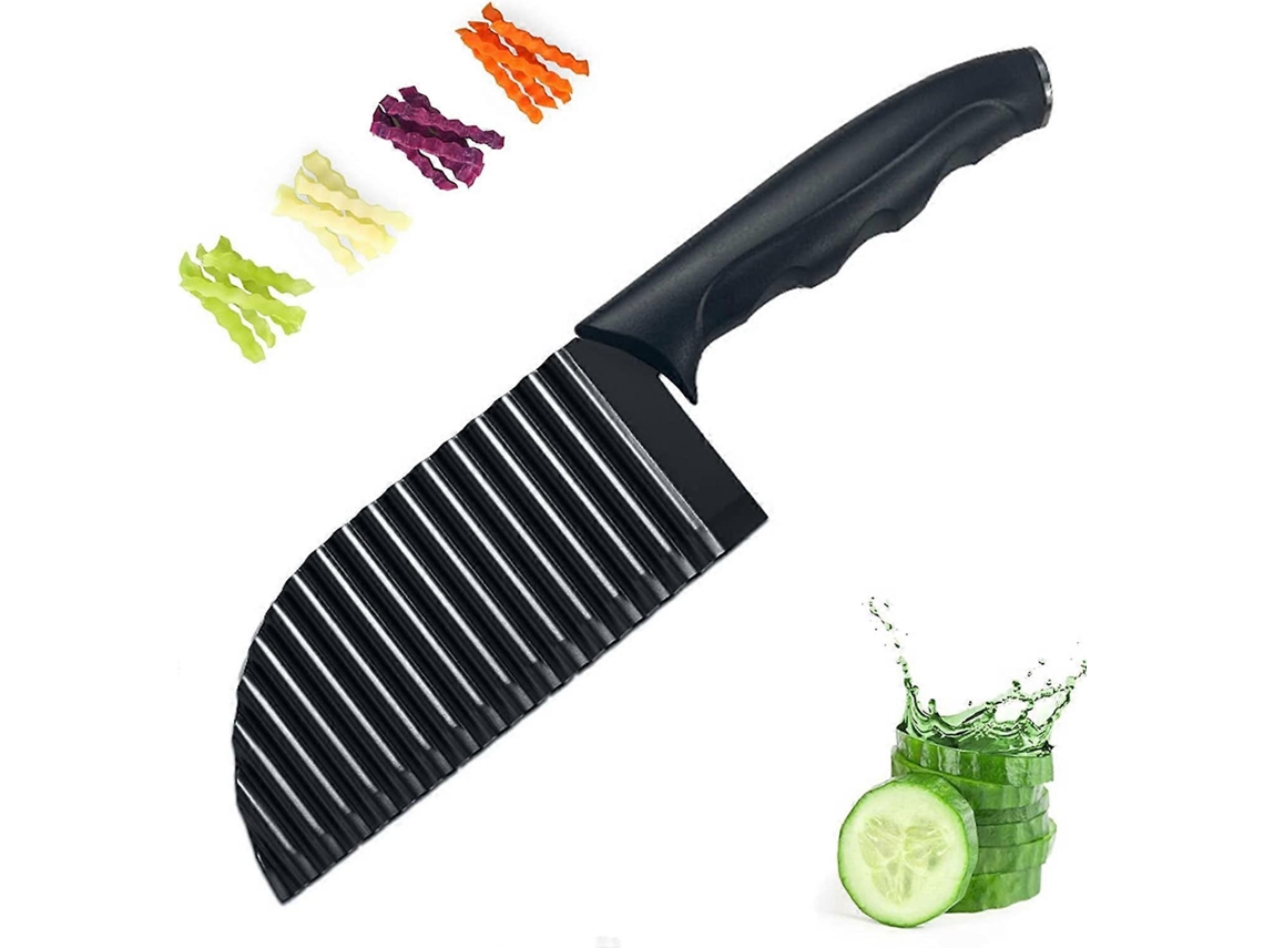 Cortador De Patatas En Forma De Onda De Acero Inoxidable, Herramienta Para Cortar Verduras Y Frutas, 29*7.4cm, Negro
