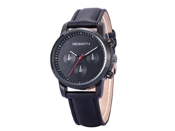 Reloj De Pulsera Analógico De Cuarzo Con Correa De Pu, Elegante Estilo Negro, Alliage