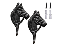 Gancho de cabeza de caballo de hierro, 2 piezas, negro y marrón