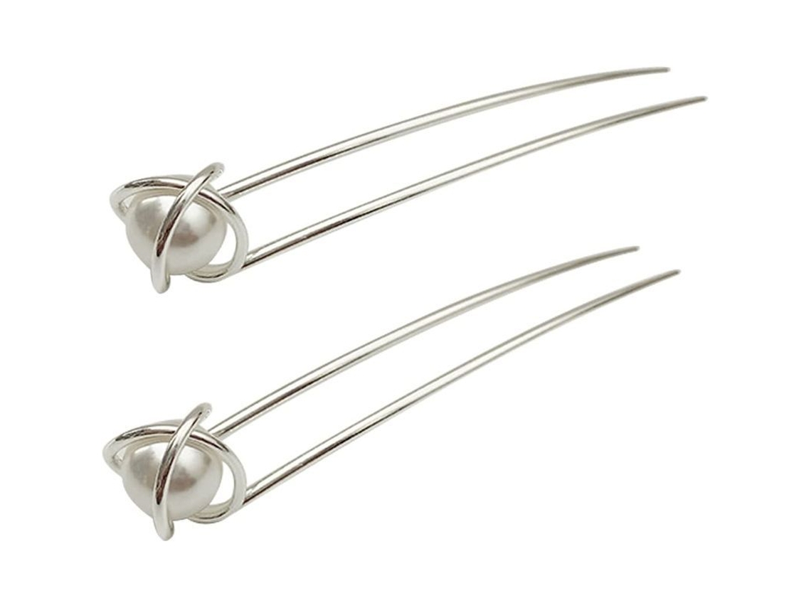 Pinza Para El Cabello Con Perlas, Estilo Francés, Accesorios Para El Cabello De Mujer, Peinados Sencillos, Color Plata.