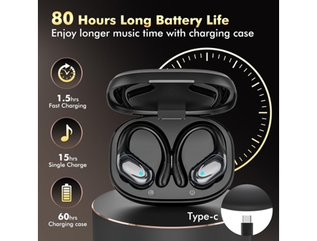 Auriculares inalámbricos Auriculares Bluetooth Auriculares de reproducción de 80 Horas Pantalla de alimentación con micrófono con cancelación de CH...