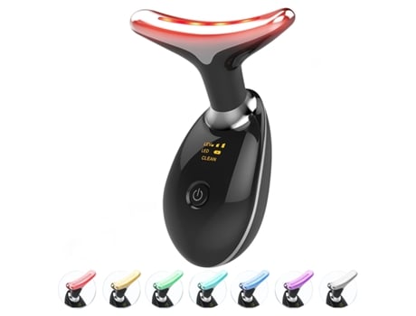 Terapia de luz roja para cara y cuello, varita de terapia de luz roja, masajeador de cuello facial LED de 7 colores para el cuidado de la piel - Ne...