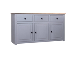 Aparador De Madera Maciza Pino Estilo Panamá Gris 135x40x80 Cm