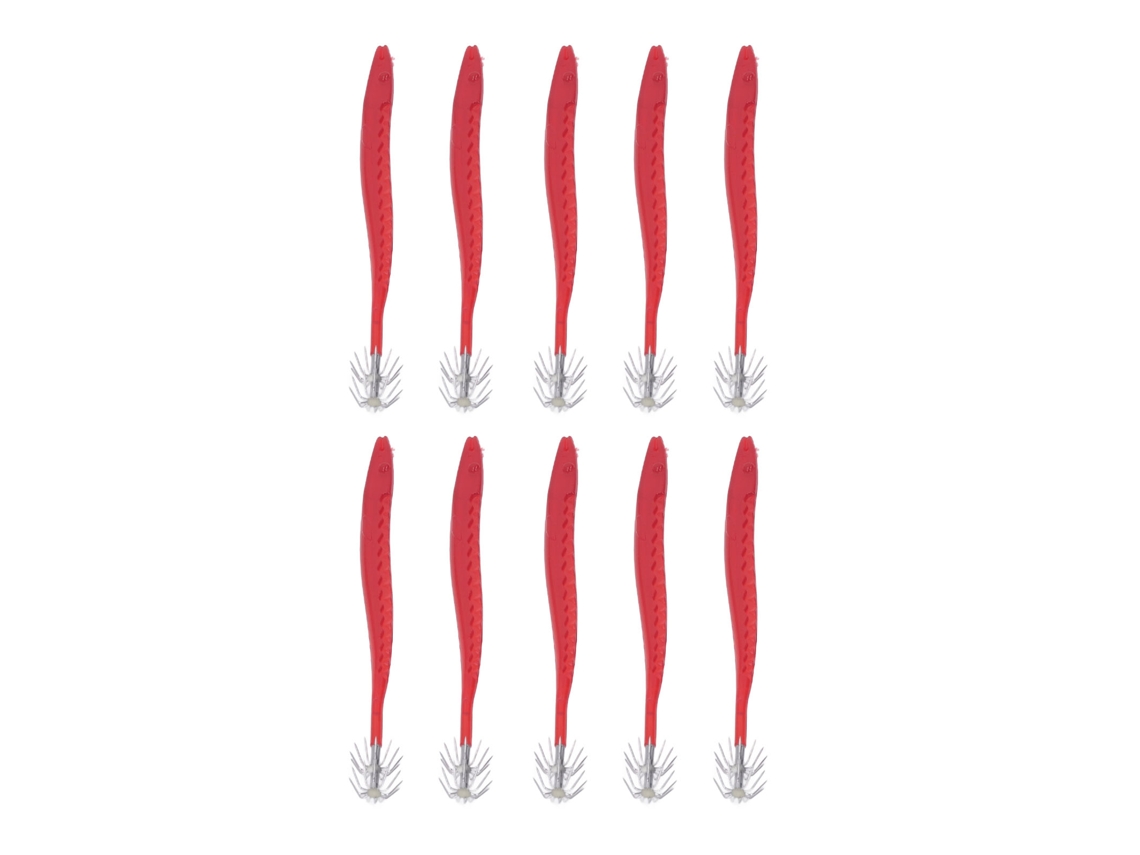 10pcs Anzuelos De Calamar De Doble Capa De Acero Inoxidable Con Mango Largo Para Pesca En El Mar Red Small