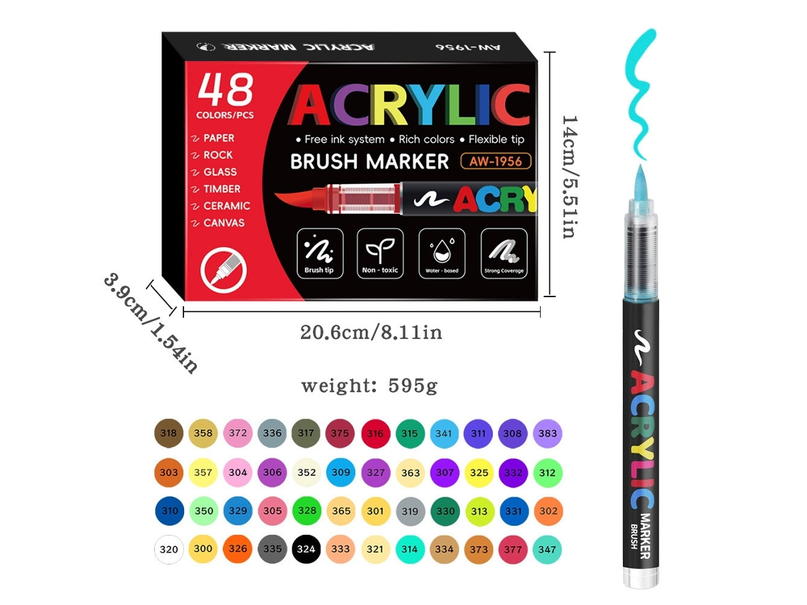 Bolígrafo de tinta acrílica con punta suave, bolígrafo de arte infantil DIY, 48 colores Gertiz