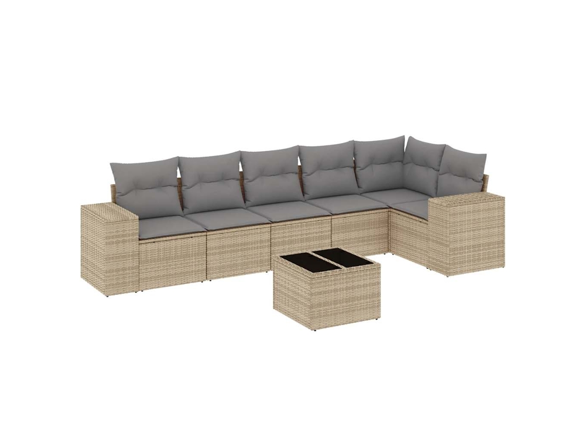 Conjunto de 7 sofás de jardín con cojines de mimbre beige MAISON EXCLUSIVE (7 piezas)