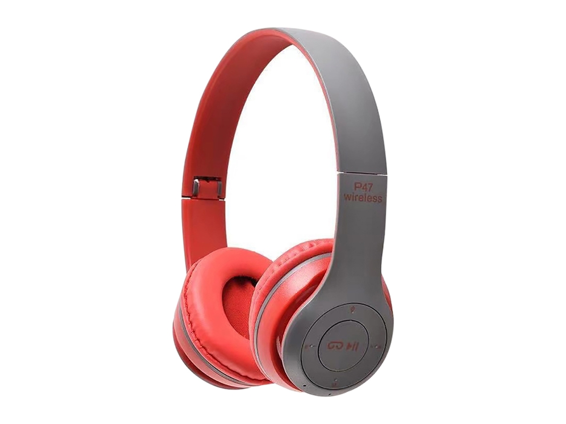 (p47 Rojo) Auriculares Inalámbricos Con Orejas De Gato, Plegables, Con Linterna Led, Auriculares Bluetooth