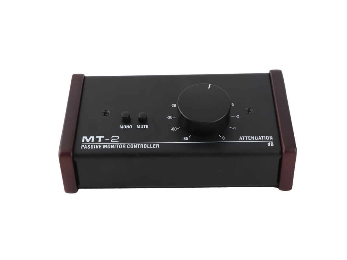 Controlador de monitor passivo com interface XLR e 3.5mm, controle de volume, mudo, estéreo