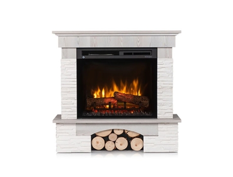 Chimenea eléctrica LED autoportante PORTO 23' Pino blanco 91 x 89 x 31 OUTINFIRE